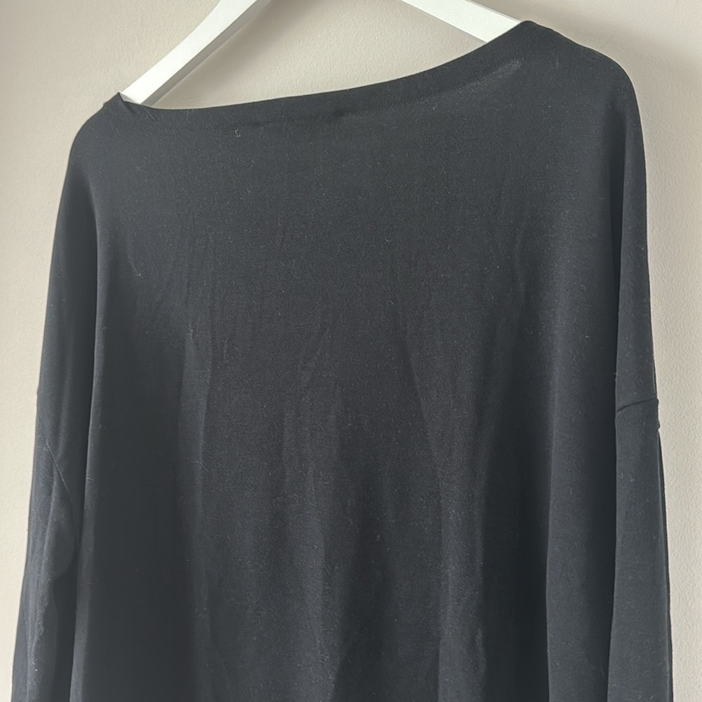 ALL SAINTS Rita Oversized Tee Black Boat Neck Long Sleeve Slouchy Relaxed Tshirt - Picture 14 of 15